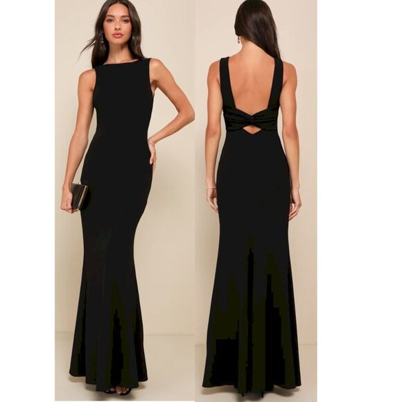 Lulus Love In Your Eyes Black Knotted Mermaid Maxi Dress Size Small New with Tag - Picture 1 of 11